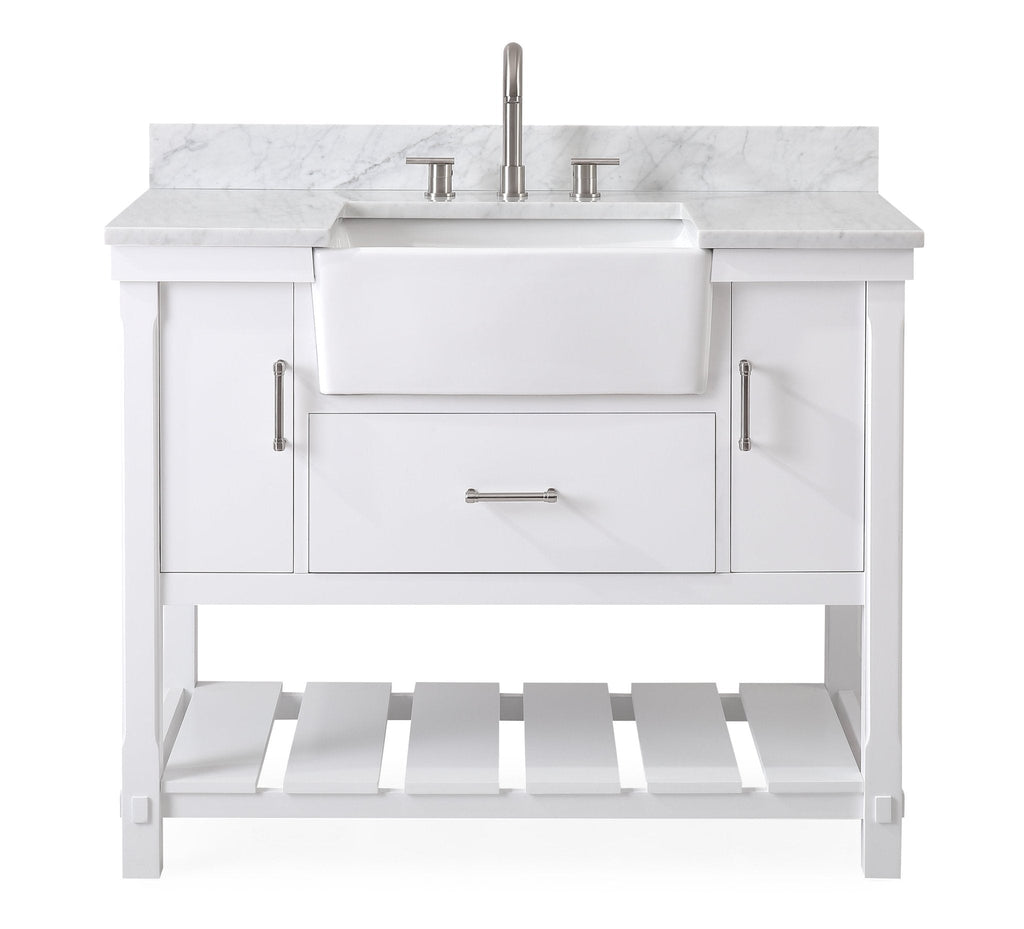 42-Inches Kendia Farmhouse Sink Bathroom Vanity - GD-7042-WT42-GT - Chans Furniture