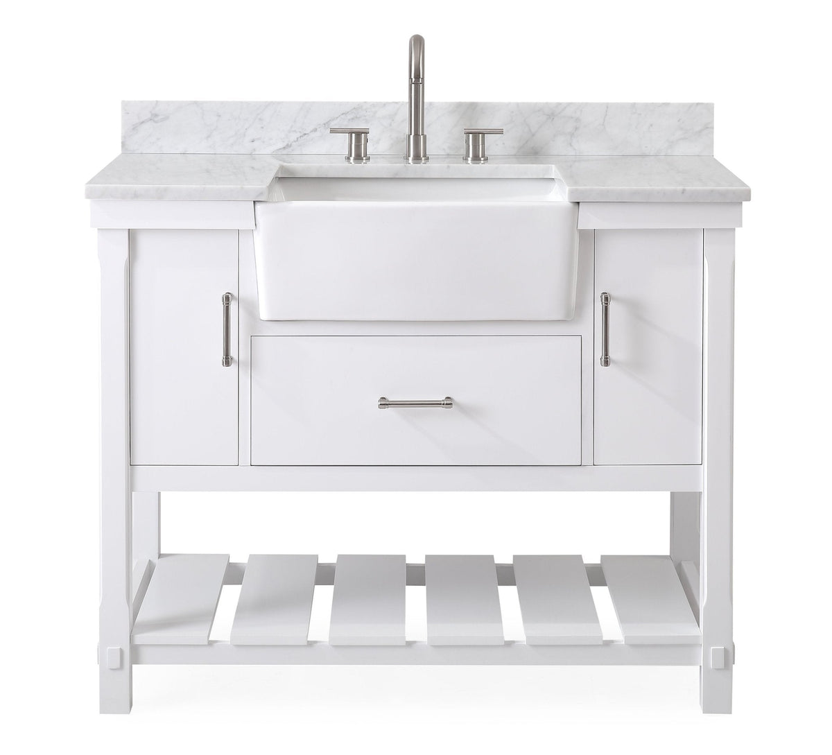 42-Inches Kendia Farmhouse Sink Bathroom Vanity - GD-7042-WT42-GT - Chans Furniture