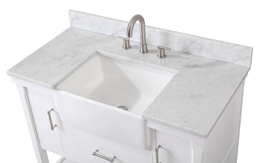 42-Inches Kendia Farmhouse Sink Bathroom Vanity - GD-7042-WT42-GT - Chans Furniture