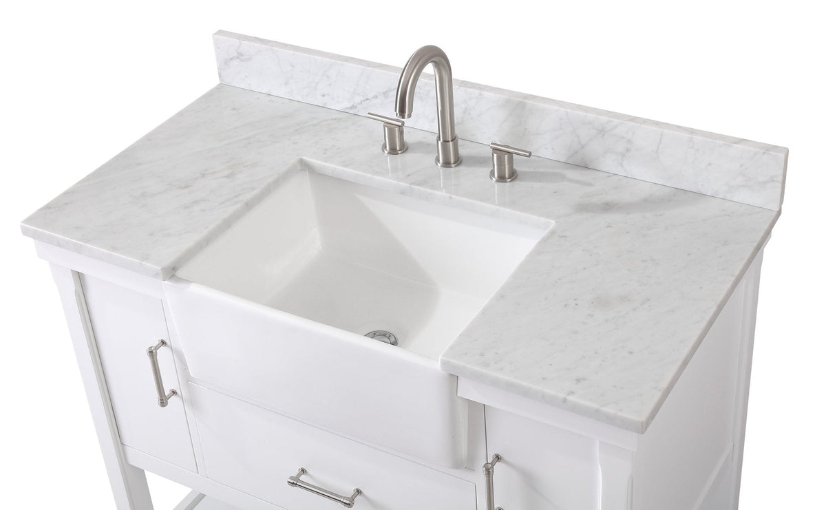 42-Inches Kendia Farmhouse Sink Bathroom Vanity - GD-7042-WT42-GT - Chans Furniture