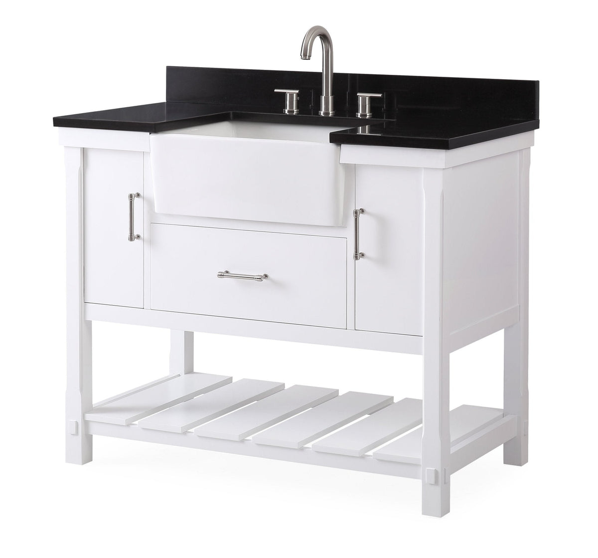 42-Inches Kendia Farmhouse Sink Bathroom Vanity - GD-7042-WT42-GT - Chans Furniture