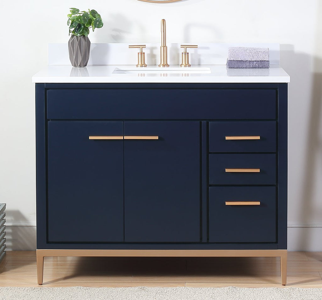 42" Tennant Brand Beatrice Navy Blue Modern Bathroom Sink Vanity