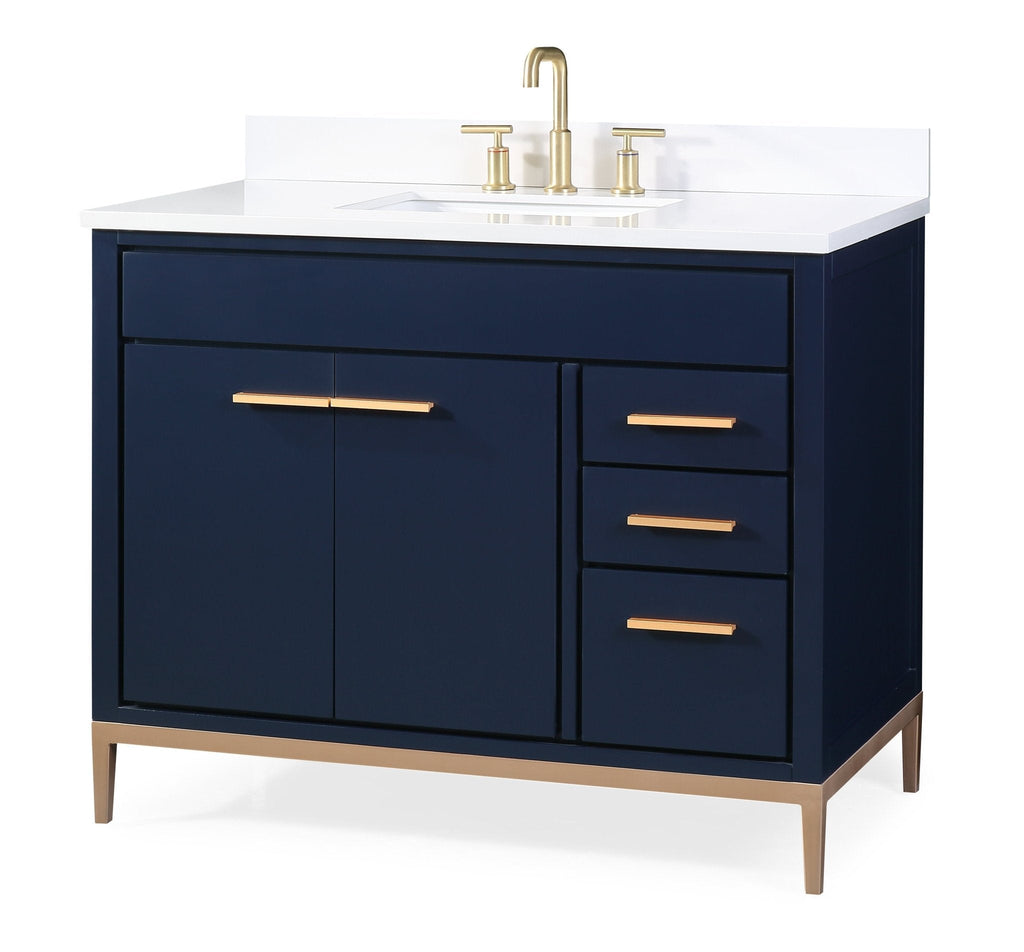 42" Tennant Brand Beatrice Navy Blue Modern Bathroom Sink Vanity