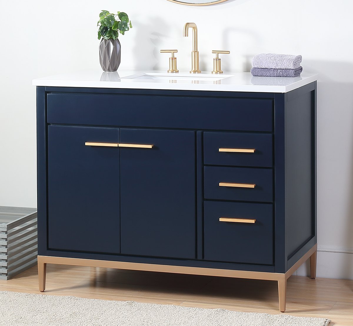 42" Tennant Brand Beatrice Navy Blue Modern Bathroom Sink Vanity