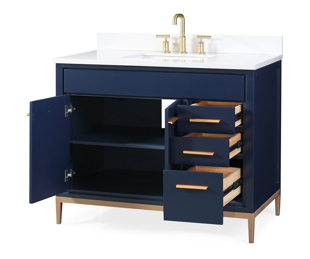 42" Tennant Brand Beatrice Navy Blue Modern Bathroom Sink Vanity