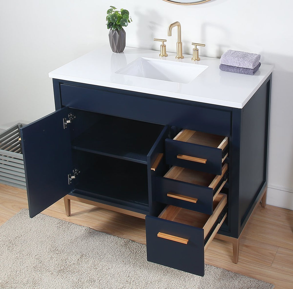 42" Tennant Brand Beatrice Navy Blue Modern Bathroom Sink Vanity
