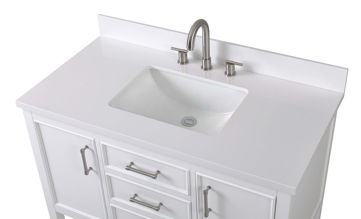 42" Tennant Brand White Single Sink Bathroom Vanity - Felton