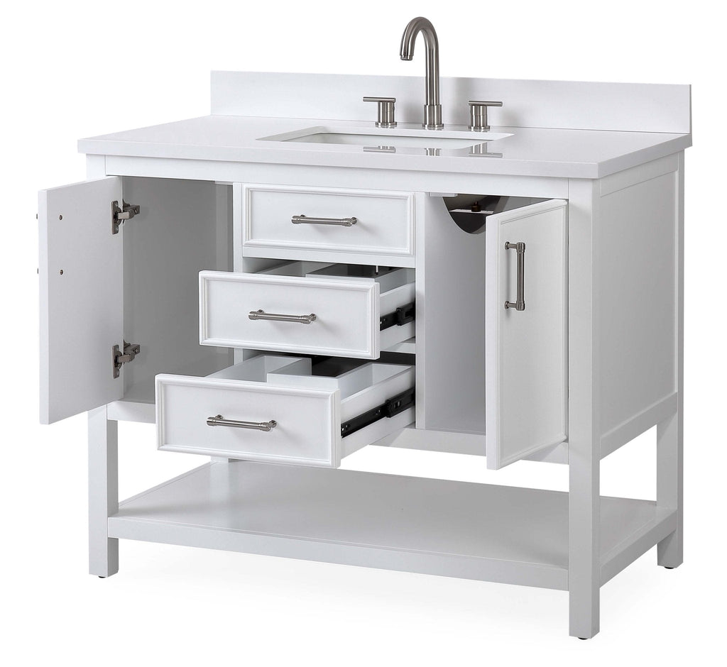 42" Tennant Brand White Single Sink Bathroom Vanity - Felton