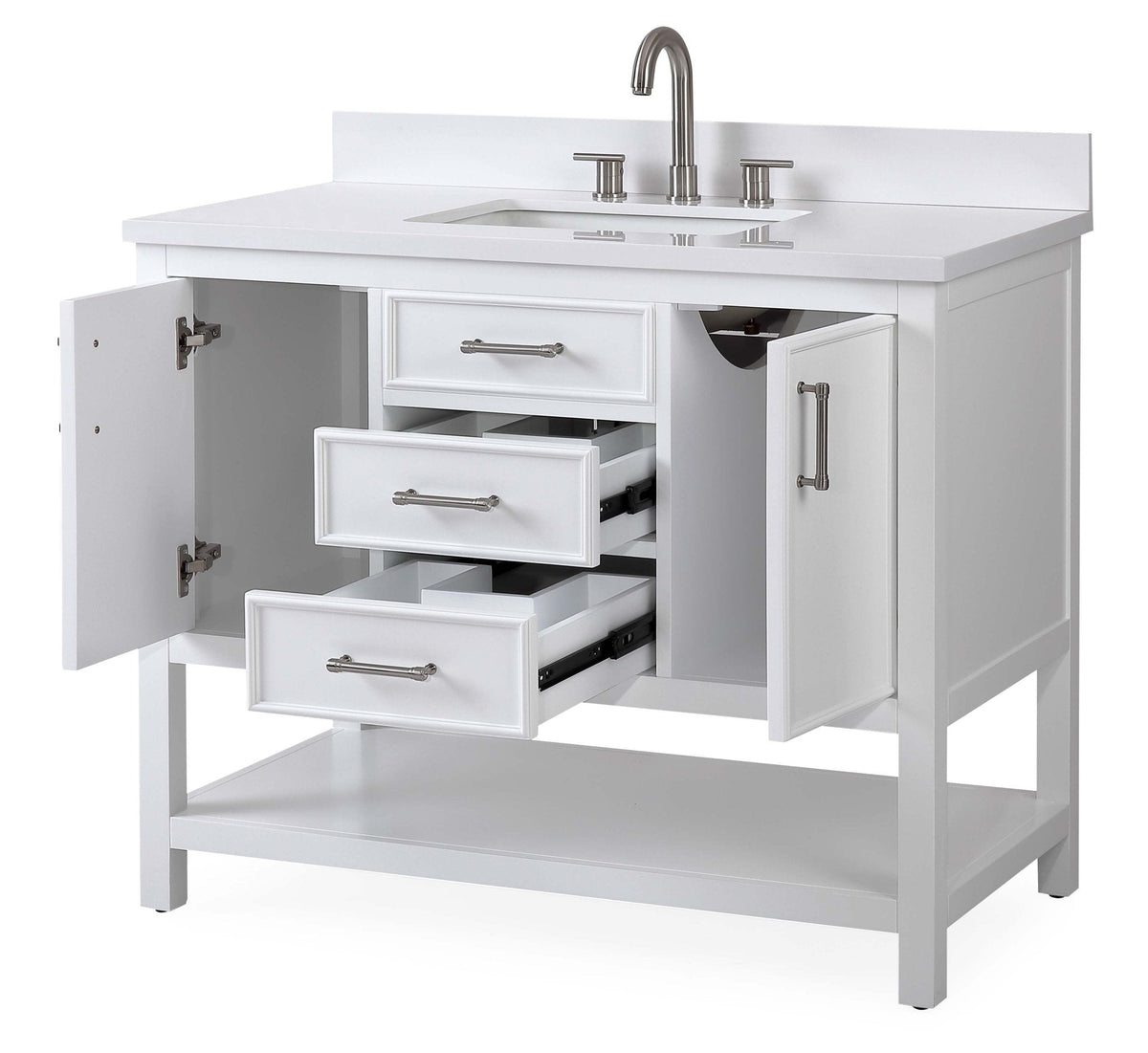 42" Tennant Brand White Single Sink Bathroom Vanity - Felton