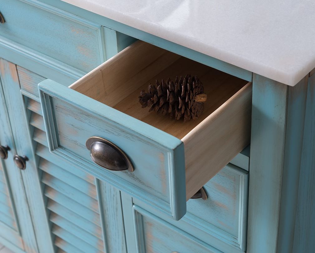 46 Inch Abbeville Farmhouse Style Distressed Blue Bathroom Vanity