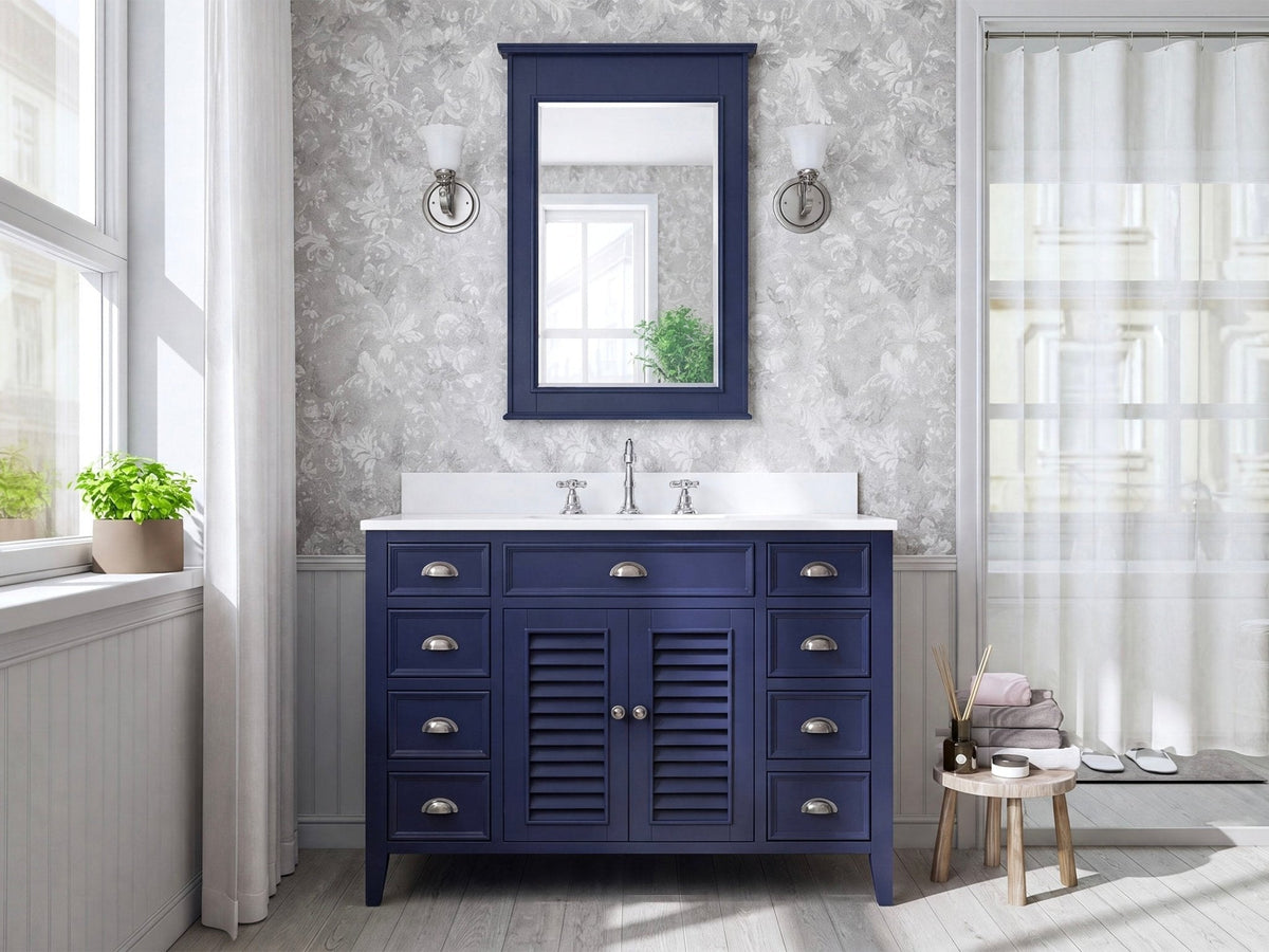 46" Benton Collection Navy Blue Zapate Bathroom Sink Vanity