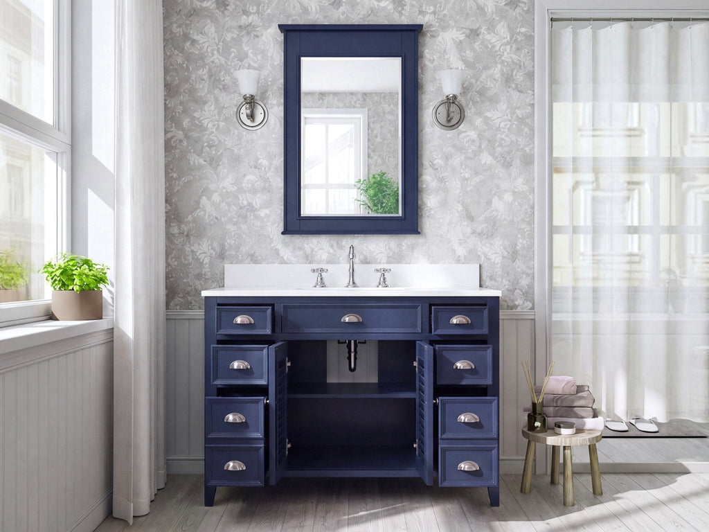 46" Benton Collection Navy Blue Zapate Bathroom Sink Vanity