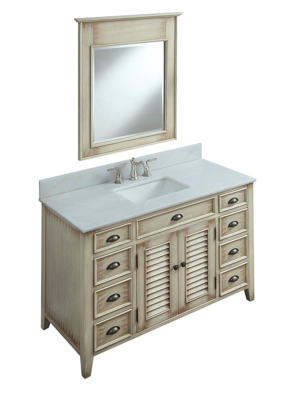 46 Inch Distress Beige Cottage Style Abbeville Bathroom Sink Vanity