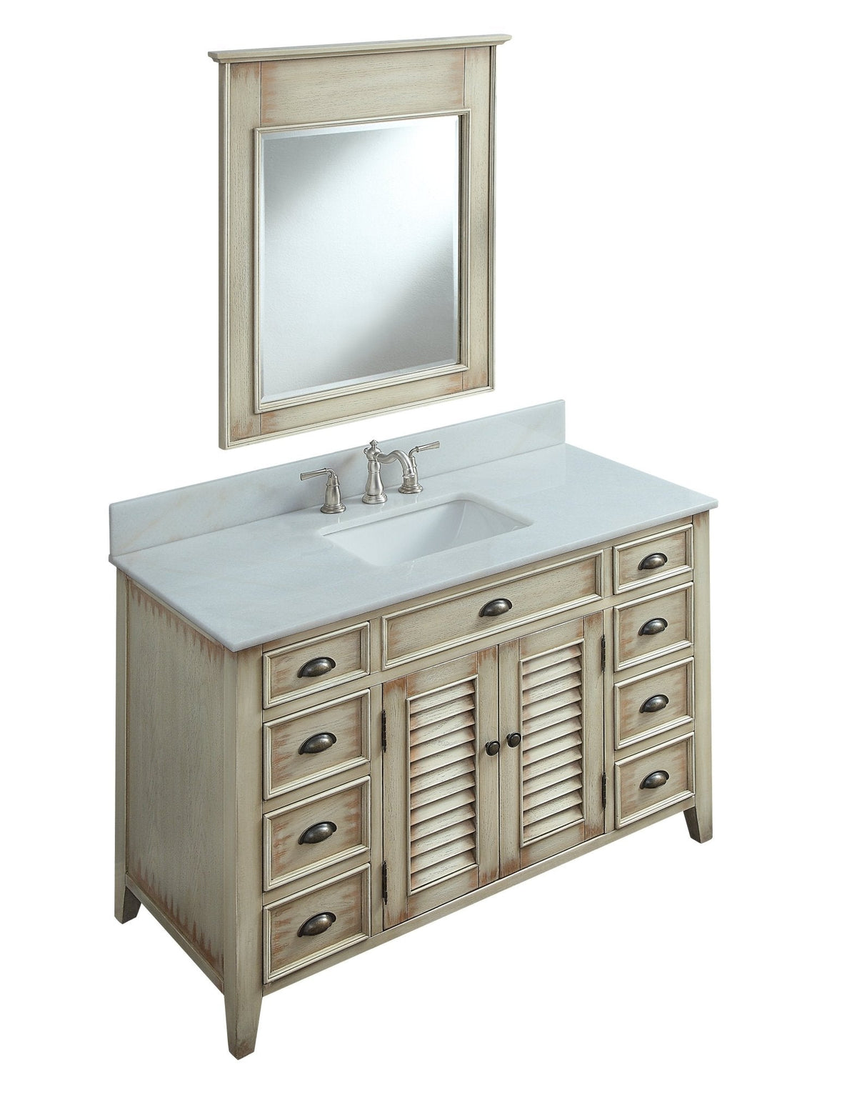 46 Inch Distress Beige Cottage Style Abbeville Bathroom Sink Vanity