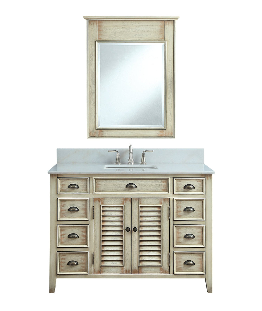 46 Inch Distress Beige Cottage Style Abbeville Bathroom Sink Vanity