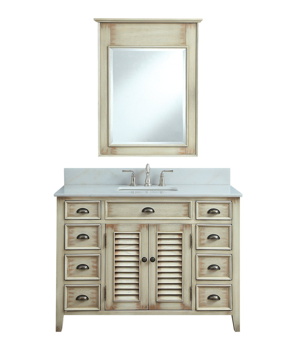 46 Inch Distress Beige Cottage Style Abbeville Bathroom Sink Vanity