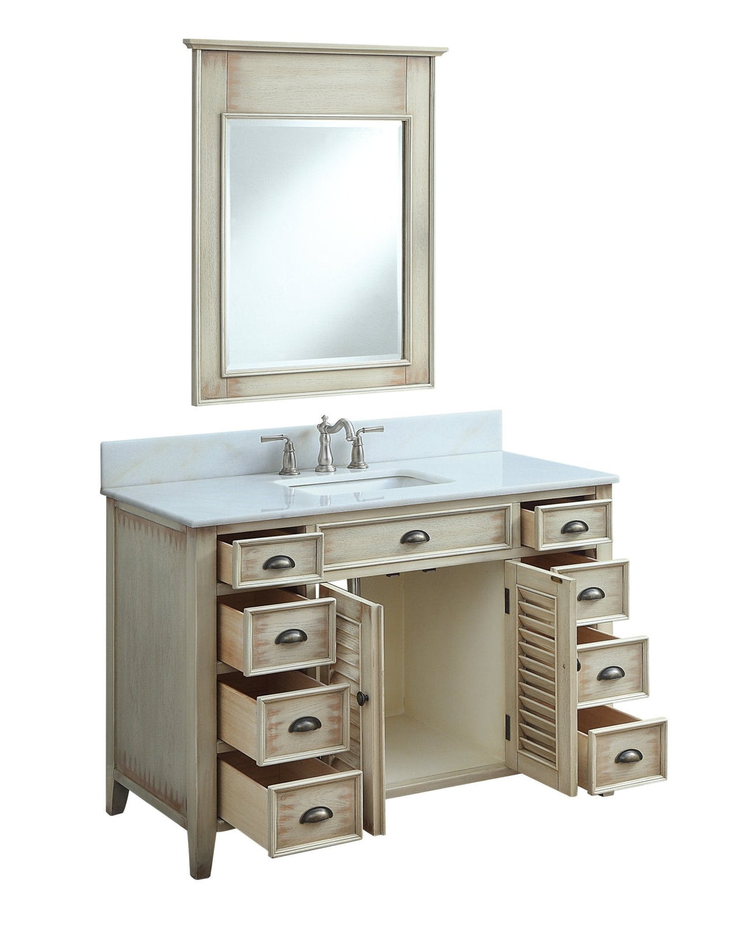 46 Inch Distress Beige Cottage Style Abbeville Bathroom Sink Vanity