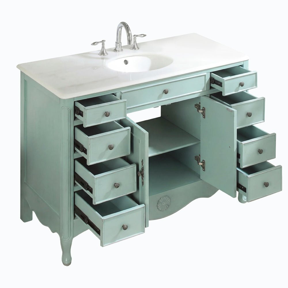 46 Inch Distressed Light Blue Cottage Style Daleville Bathroom Sink Vanity