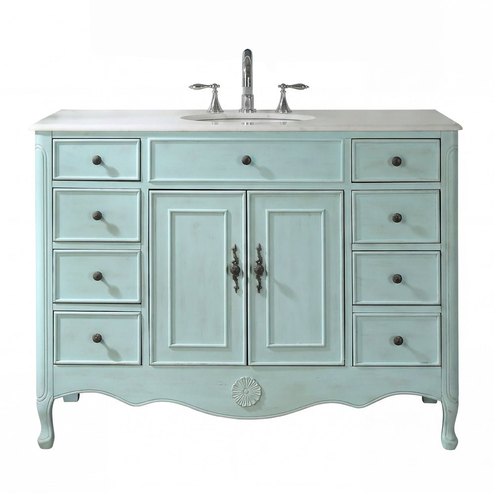 46 Inch Distressed Light Blue Cottage Style Daleville Bathroom Sink Vanity