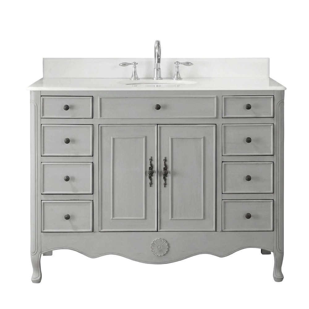 46 Inch Distressed Light Gray Cottage Style Daleville Bathroom Sink Vanity