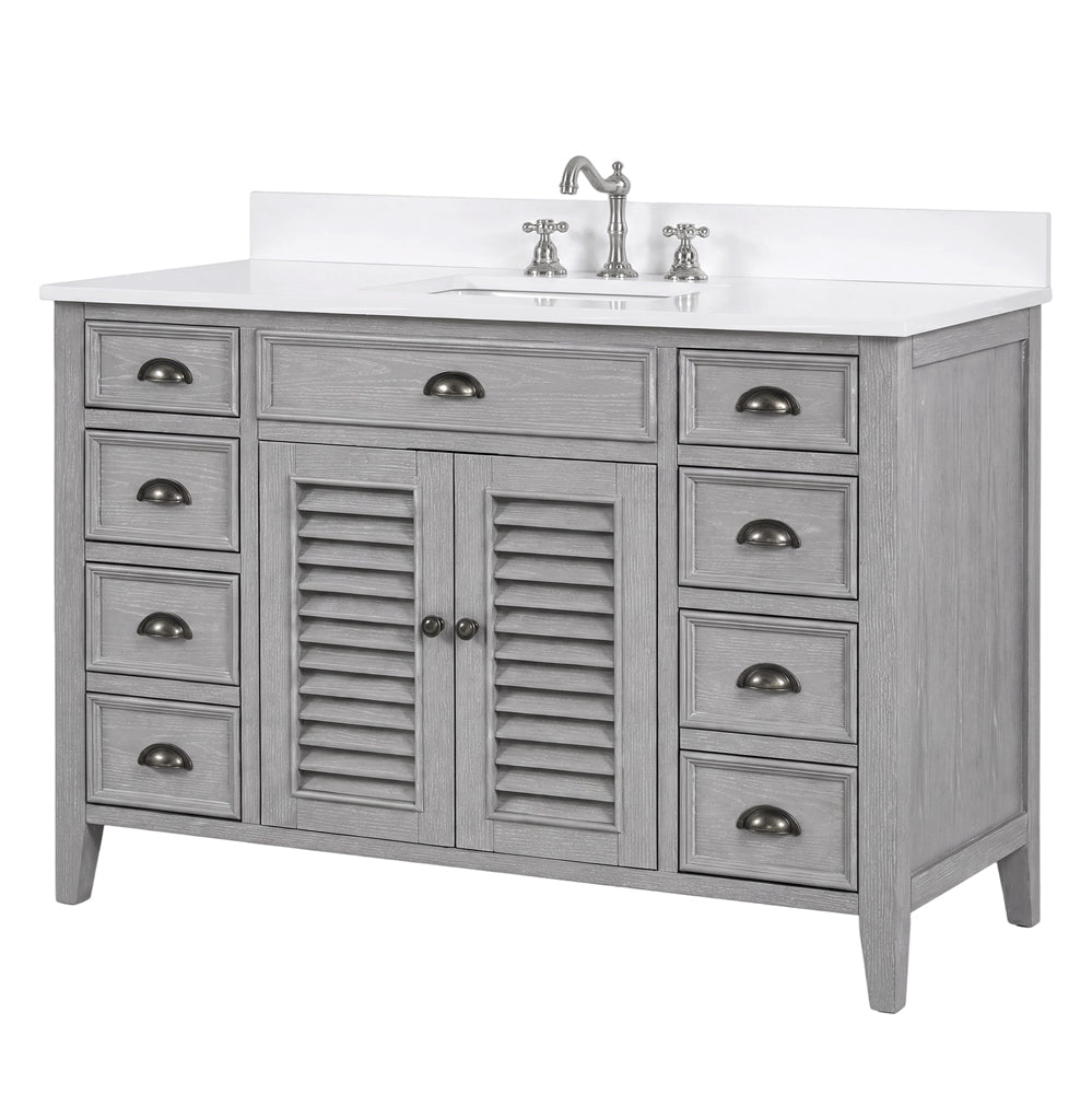 46 Inch Gray Oak Zapate With Plantation Style Single Sink Bathroom Vanity