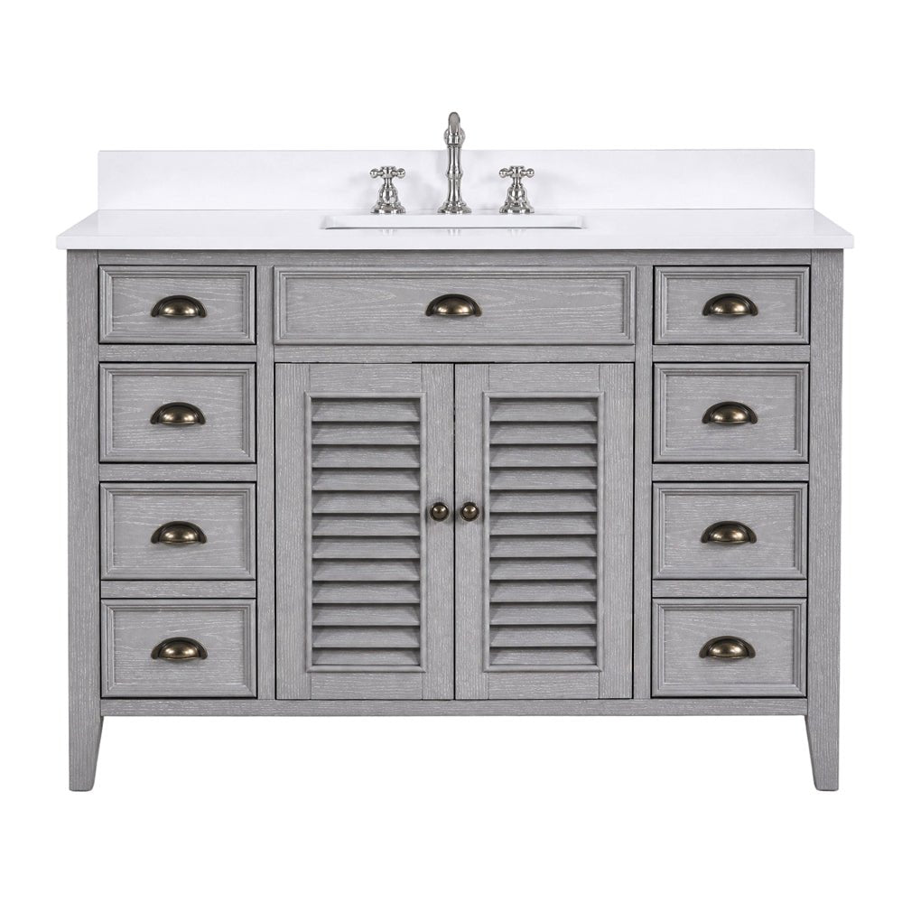 46 Inch Gray Oak Zapate With Plantation Style Single Sink Bathroom Vanity