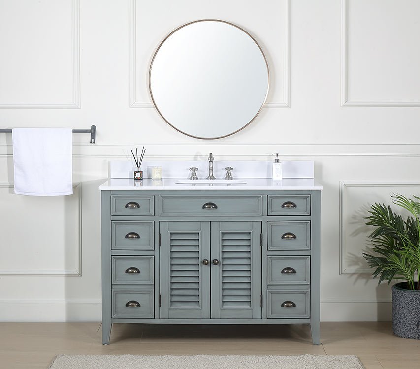46 Inch Gray Zapate With Plantation Style Single Sink Bathroom Vanity