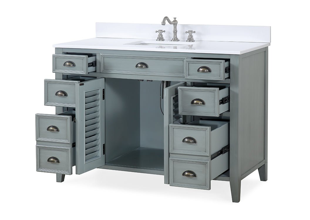 46 Inch Gray Zapate With Plantation Style Single Sink Bathroom Vanity