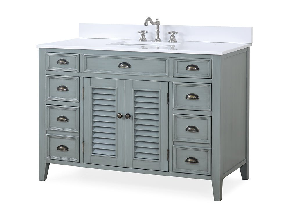 46 Inch Gray Zapate With Plantation Style Single Sink Bathroom Vanity