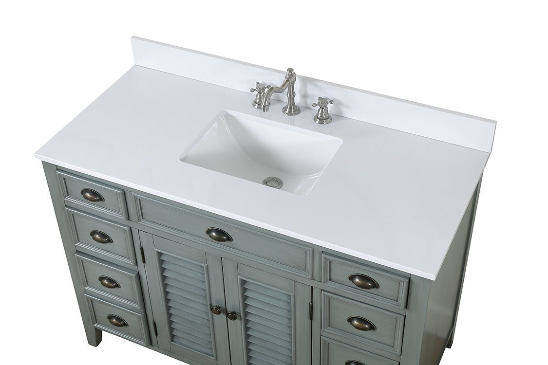 46 Inch Gray Zapate With Plantation Style Single Sink Bathroom Vanity