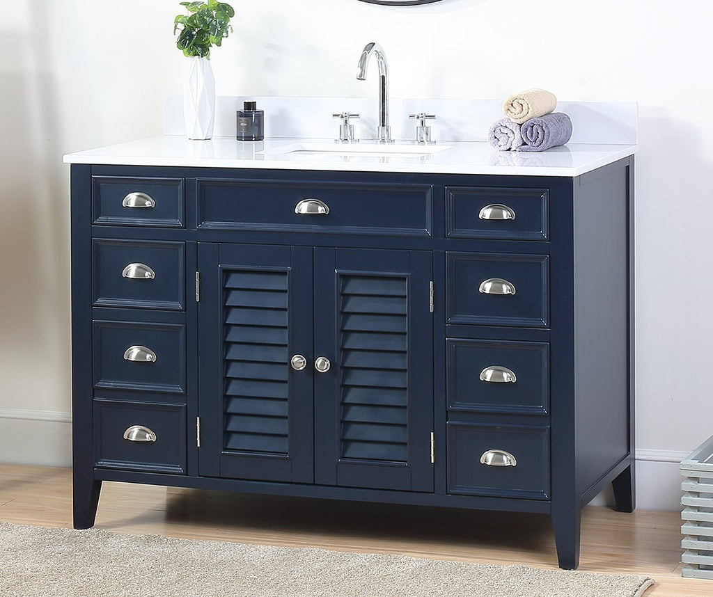 46" Benton Collection Navy Blue Zapate Bathroom Sink Vanity