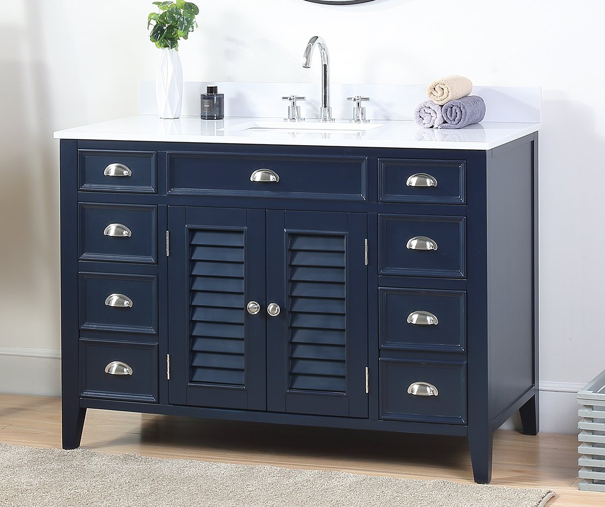 46" Benton Collection Navy Blue Zapate Bathroom Sink Vanity