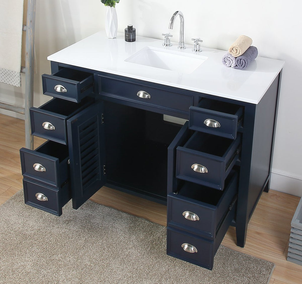 46" Benton Collection Navy Blue Zapate Bathroom Sink Vanity