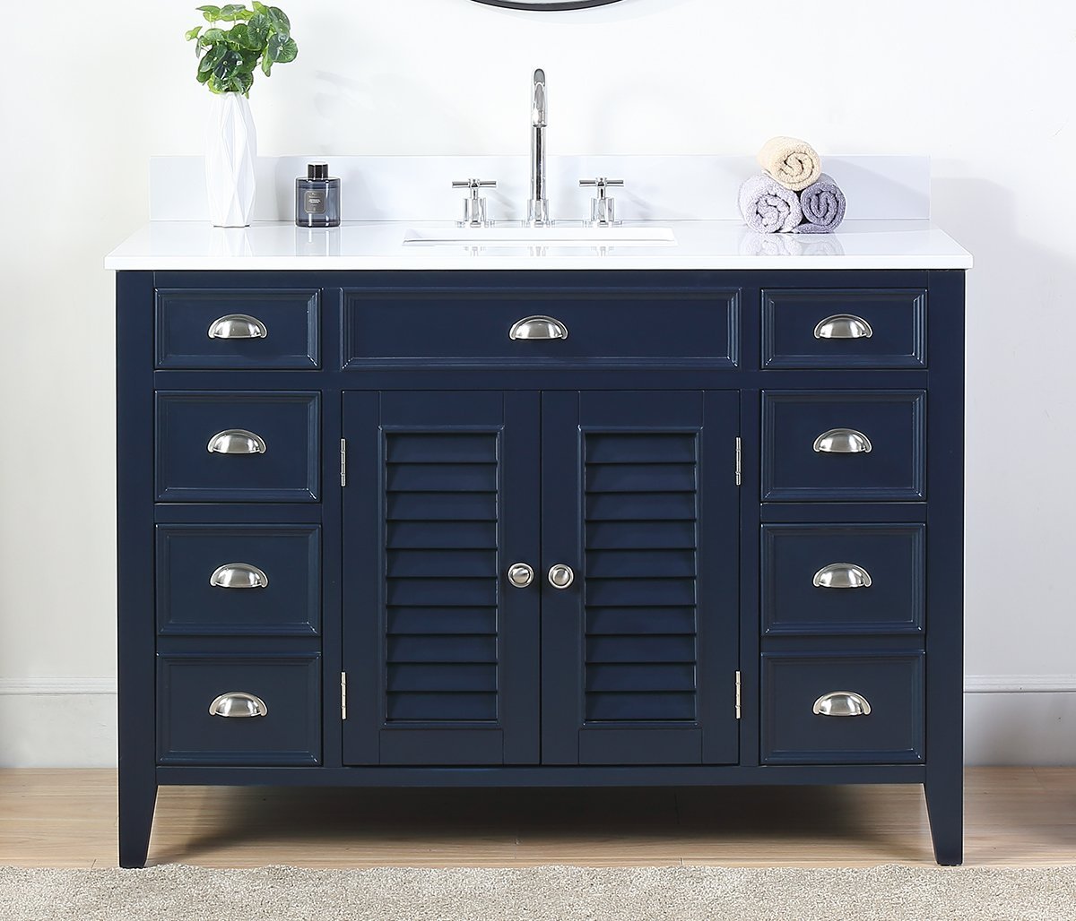 46" Benton Collection Navy Blue Zapate Bathroom Sink Vanity