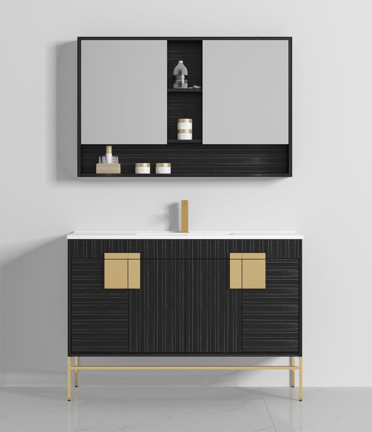 48" Kuro Minimalistic Dawn Gray Single Sink Bathroom Vanity