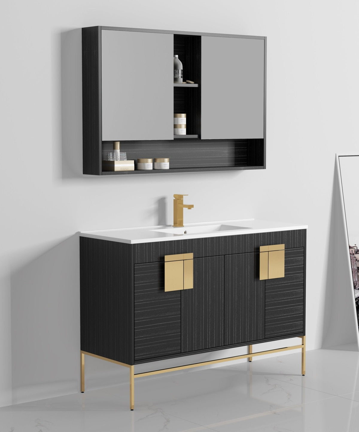 48" Kuro Minimalistic Dawn Gray Single Sink Bathroom Vanity