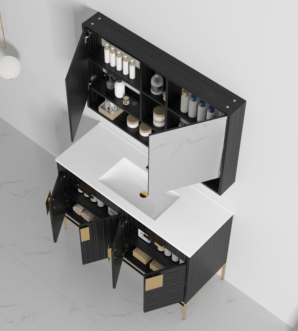 48" Kuro Minimalistic Dawn Gray Single Sink Bathroom Vanity
