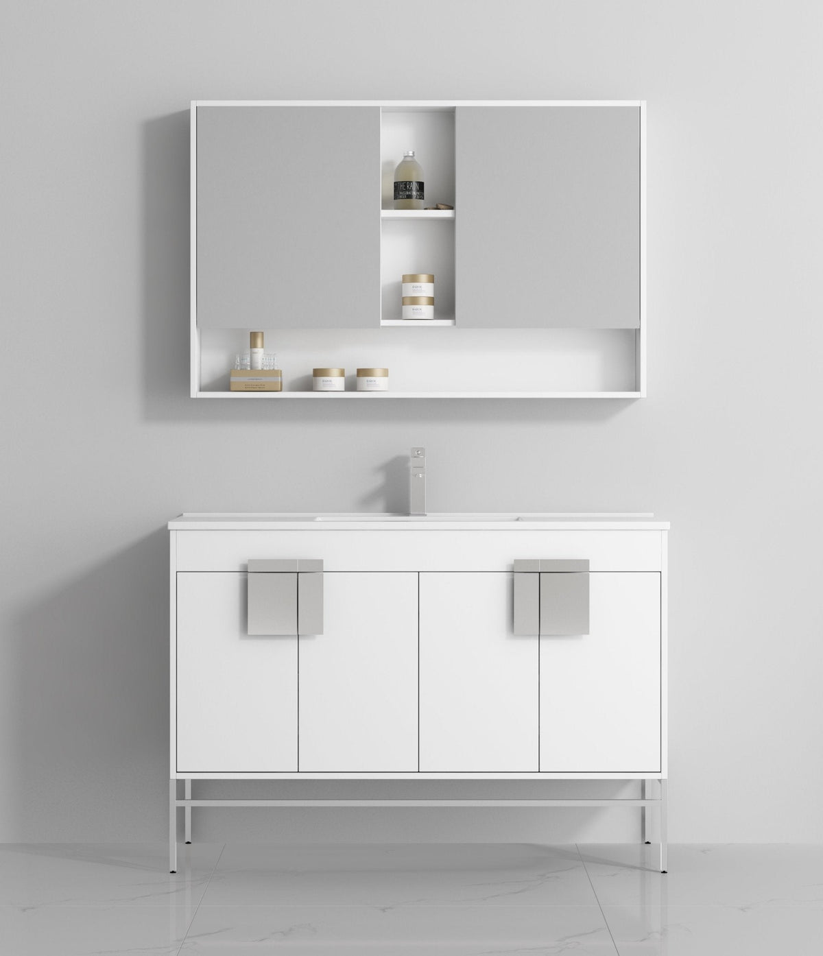 48" Tennant Brand Kuro Minimalistic White Single Sink Bathroom Vanity