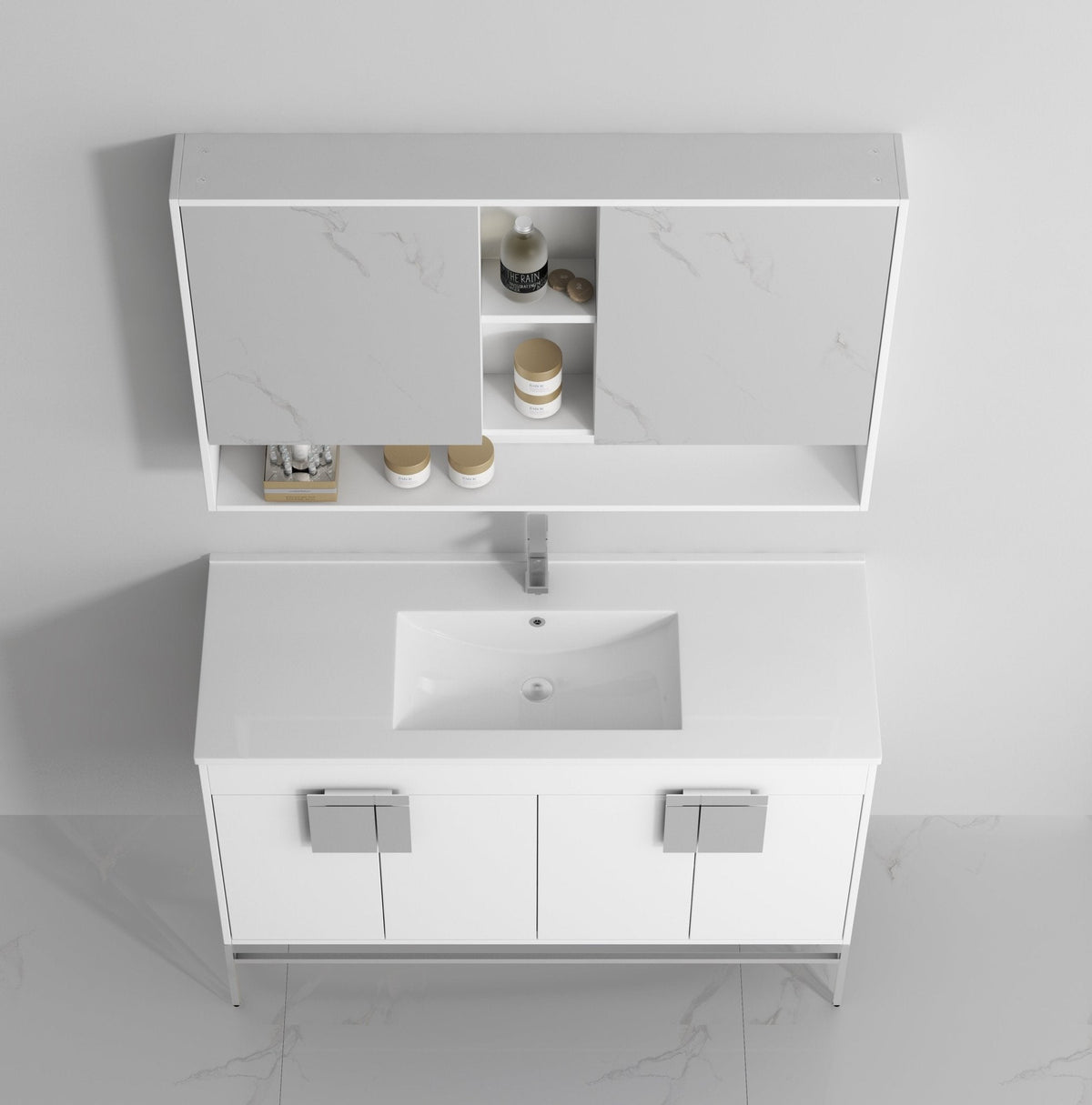 48" Tennant Brand Kuro Minimalistic White Single Sink Bathroom Vanity