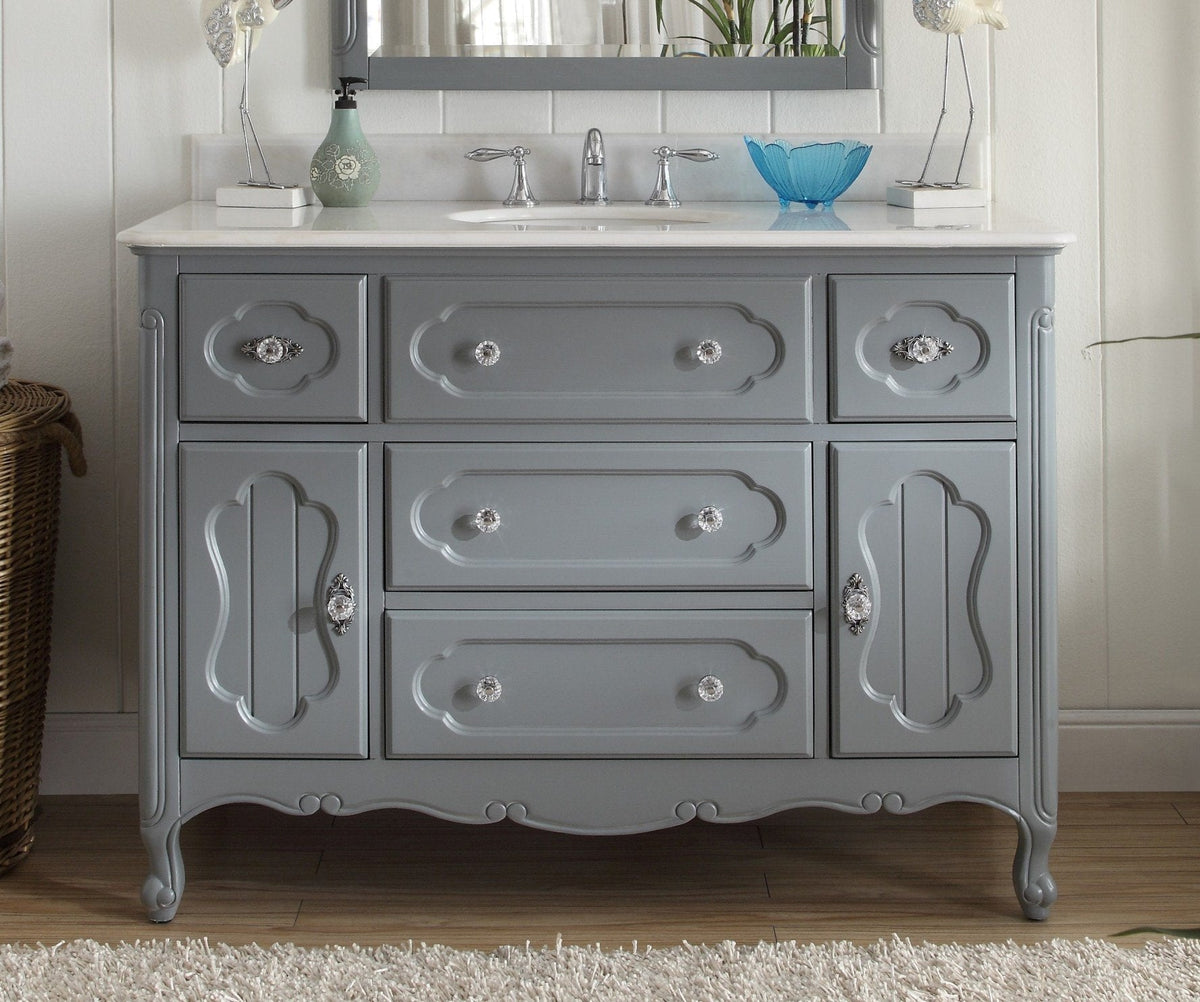 48 Inch Gray Charming Cottage Chic Knoxville Vanity With Marble Top