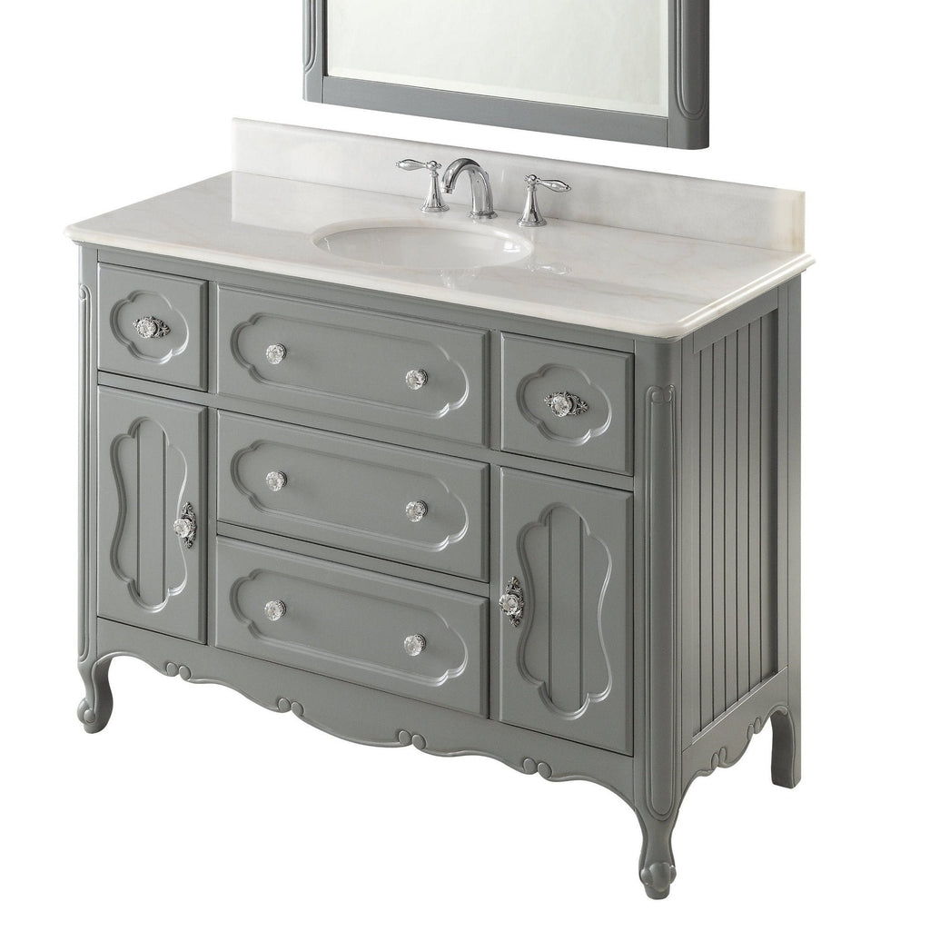 48 Inch Gray Charming Cottage Chic Knoxville Vanity With Marble Top
