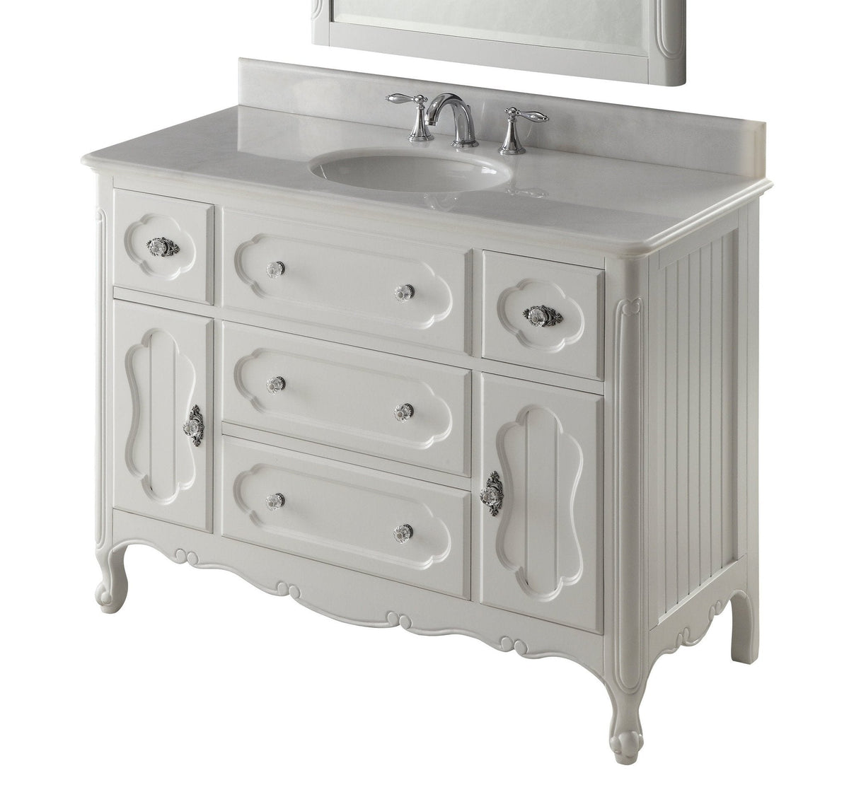 48 Inch White Charming Cottage Chic Knoxville Vanity With Marble Top
