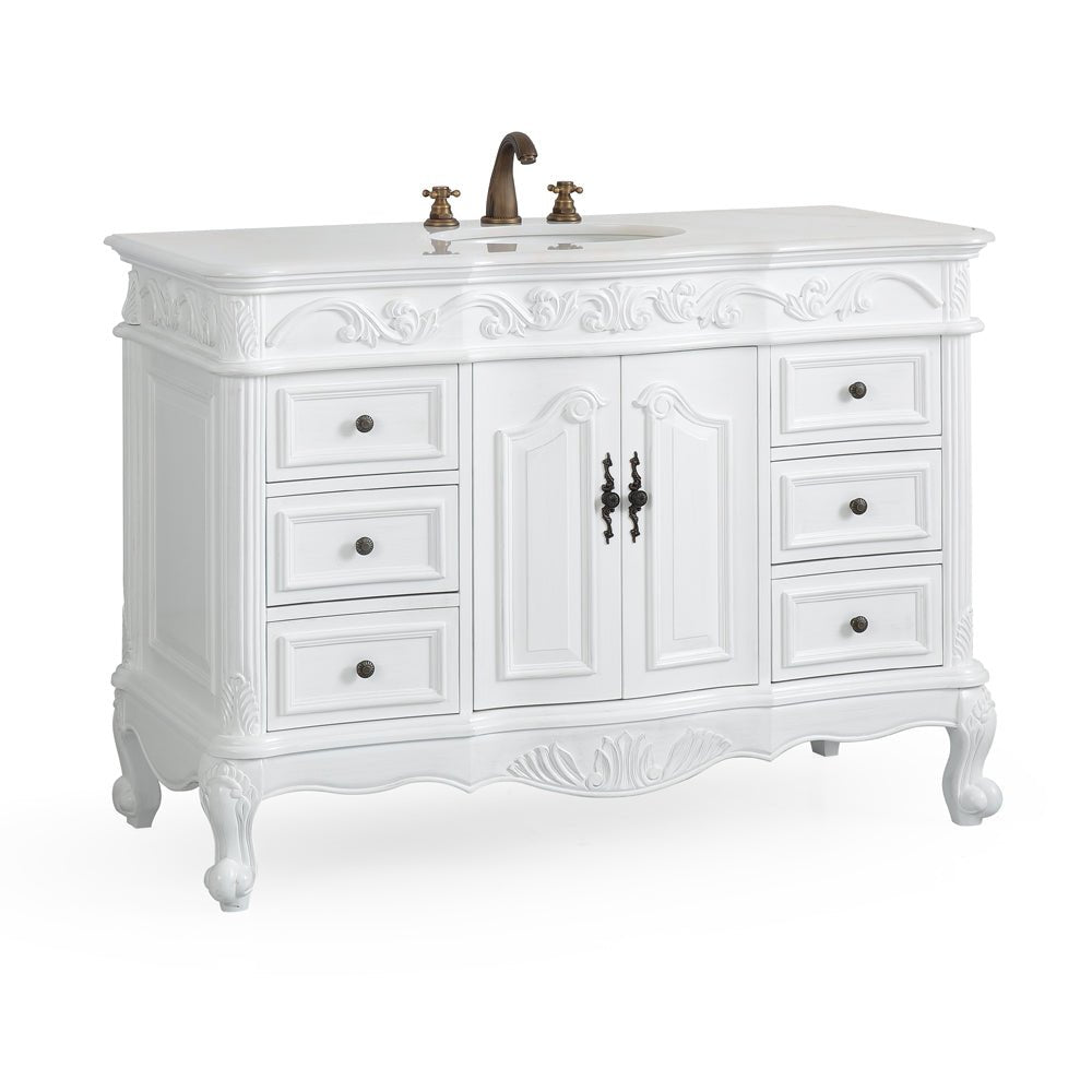 48 Inch Antique White Traditional Style Single Sink Beckham Bathroom Vanity