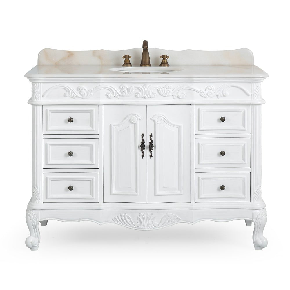 48 Inch Antique White Traditional Style Single Sink Beckham Bathroom Vanity