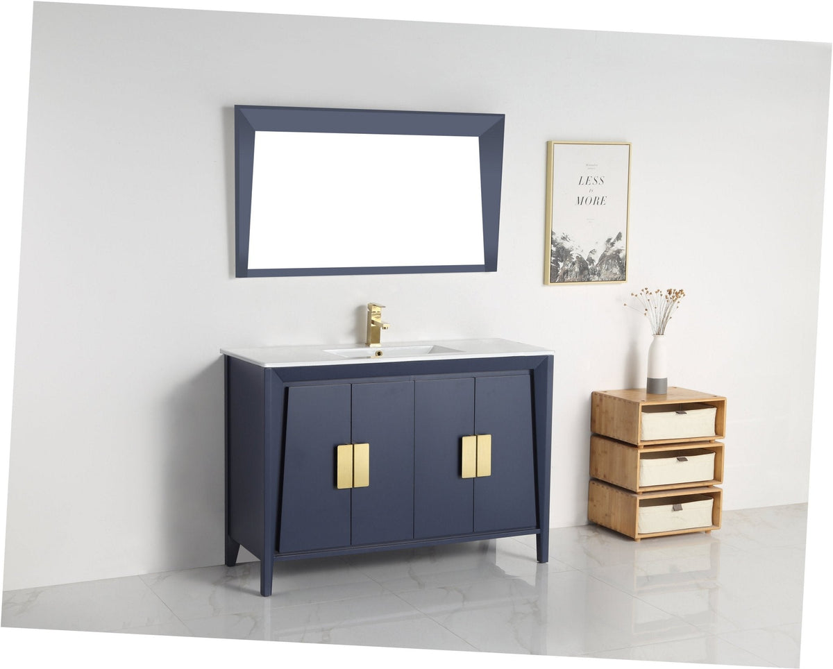 48" Larvotto Navy Blue Color Modern Bathroom Sink Vanity