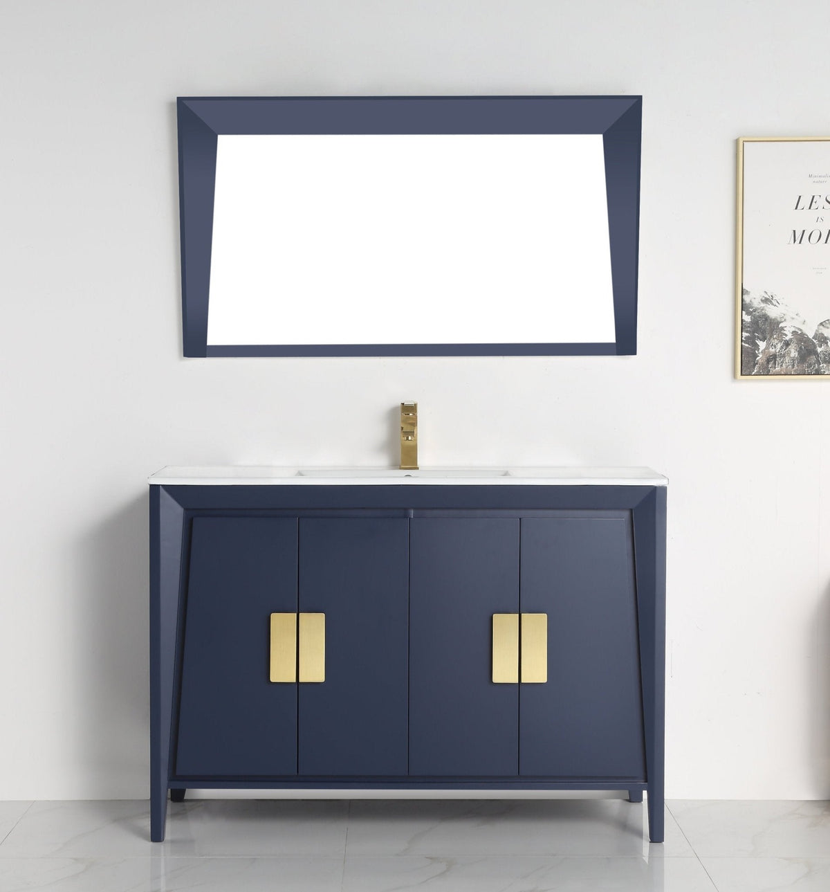 48" Larvotto Navy Blue Color Modern Bathroom Sink Vanity
