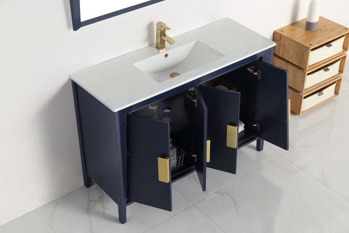 48" Larvotto Navy Blue Color Modern Bathroom Sink Vanity