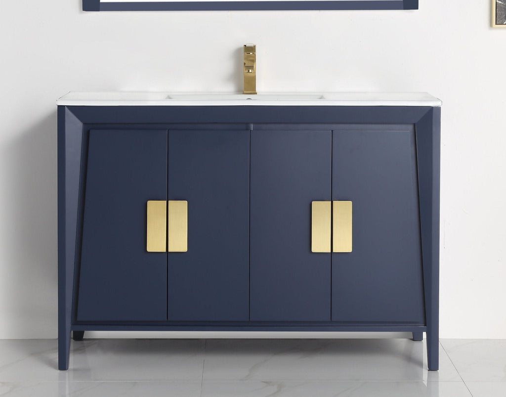 48" Larvotto Navy Blue Color Modern Bathroom Sink Vanity