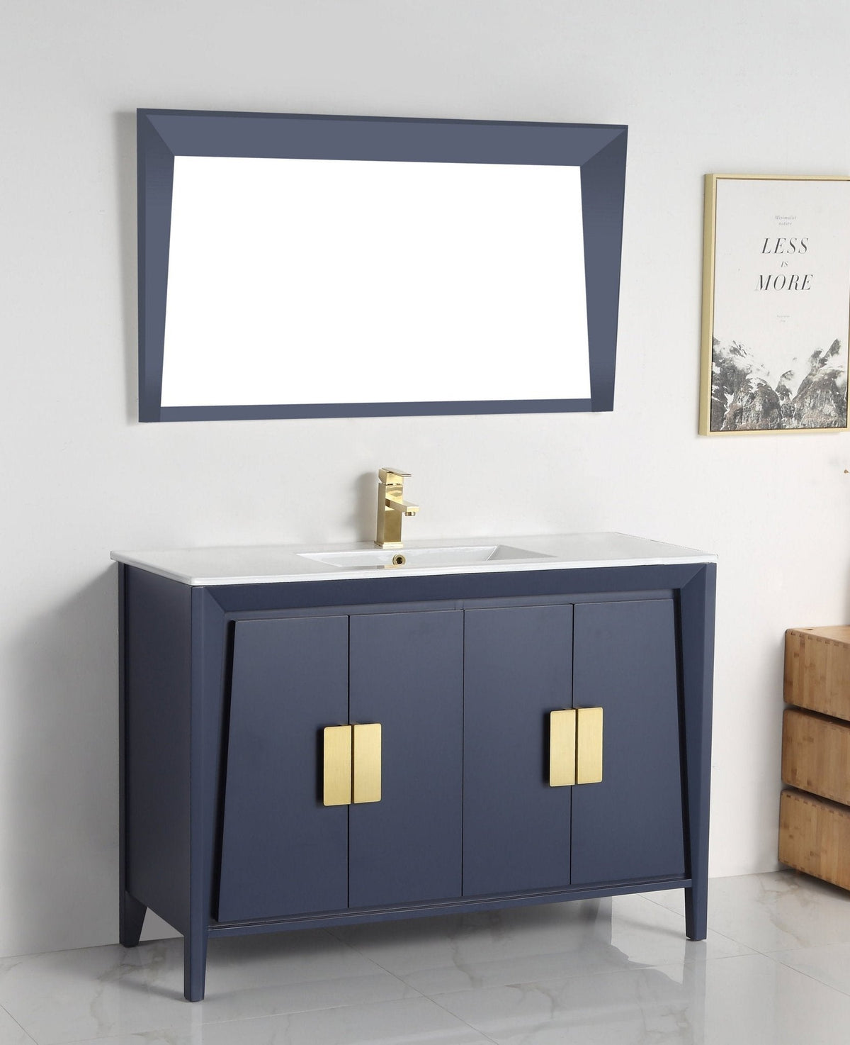 48" Larvotto Navy Blue Color Modern Bathroom Sink Vanity