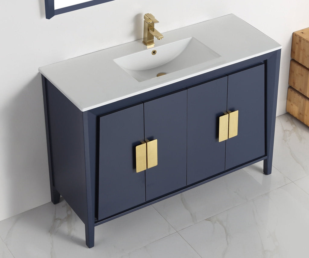 48" Larvotto Navy Blue Color Modern Bathroom Sink Vanity